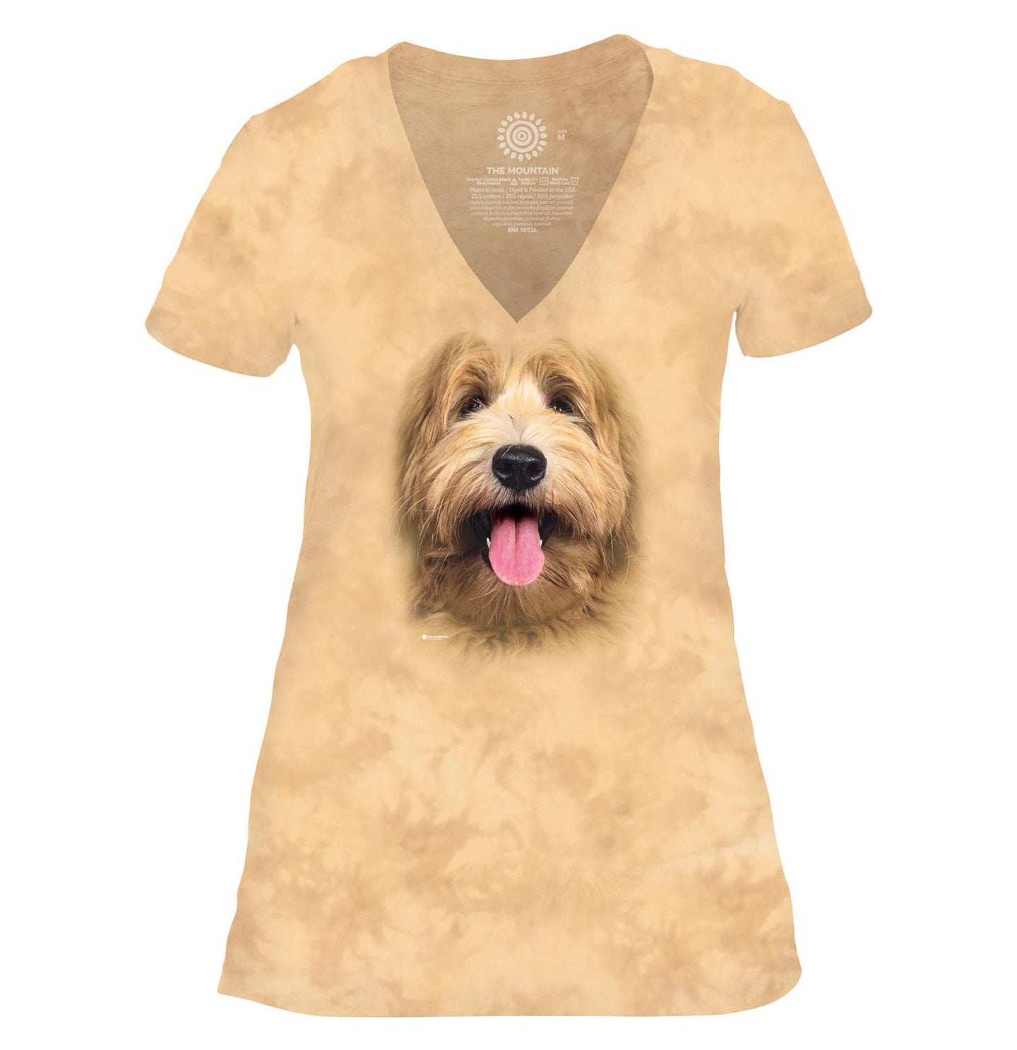 The Mountain - Big Face Labradoodle Pup - Women's Tri-Blend V-Neck T-Shirt
