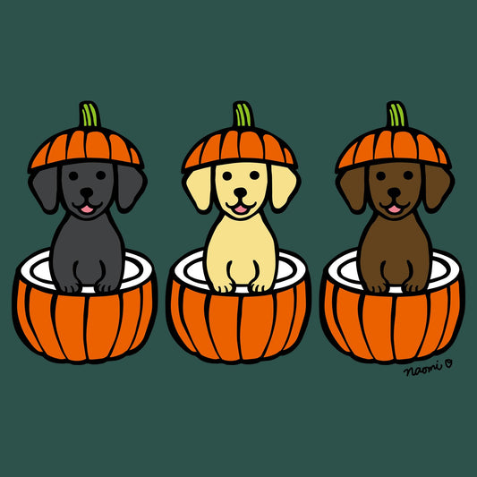 3 Pumpkin Lab Pups - Women's Fitted T-Shirt