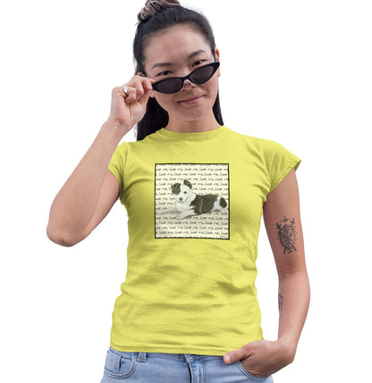 Border Collie Puppy Love Text - Women's Fitted T-Shirt