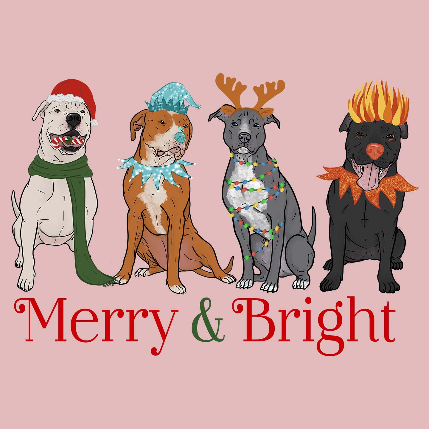 Pit Bull Christmas Line Up - Women's Fitted T-Shirt