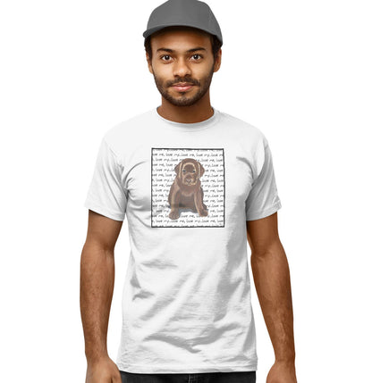 Chocolate Lab Puppy Love Text - Adult Unisex T-Shirt