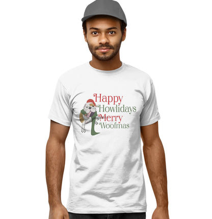 Merry Woofmas Bulldog - Adult Unisex T-Shirt