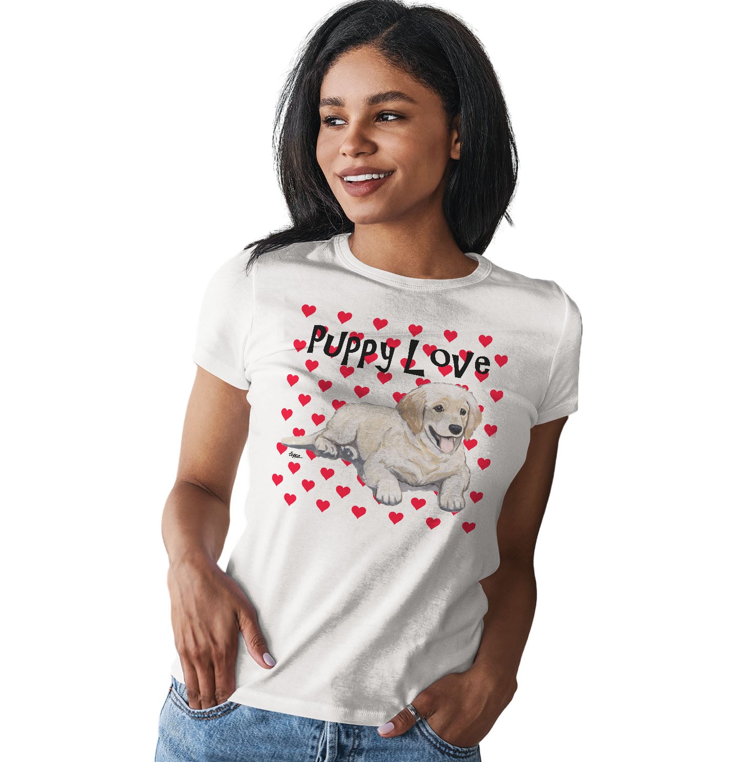 Animal Pride - Golden Puppy Love - Women's Fitted T-Shirt