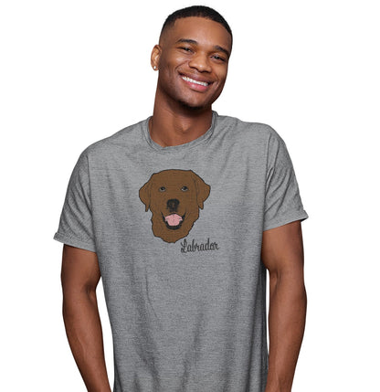 Chocolate Labrador Headshot - Adult Unisex T-Shirt