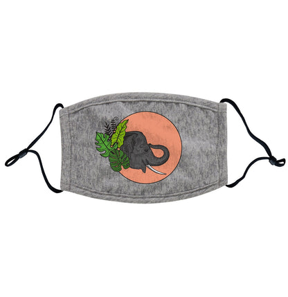 Animal Pride - Elephant and Sun Illustration - Adult Adjustable Face Mask