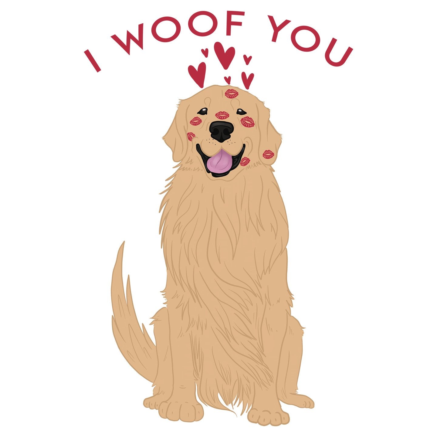 Golden Retriever I Woof You - Women's V-Neck T-Shirt