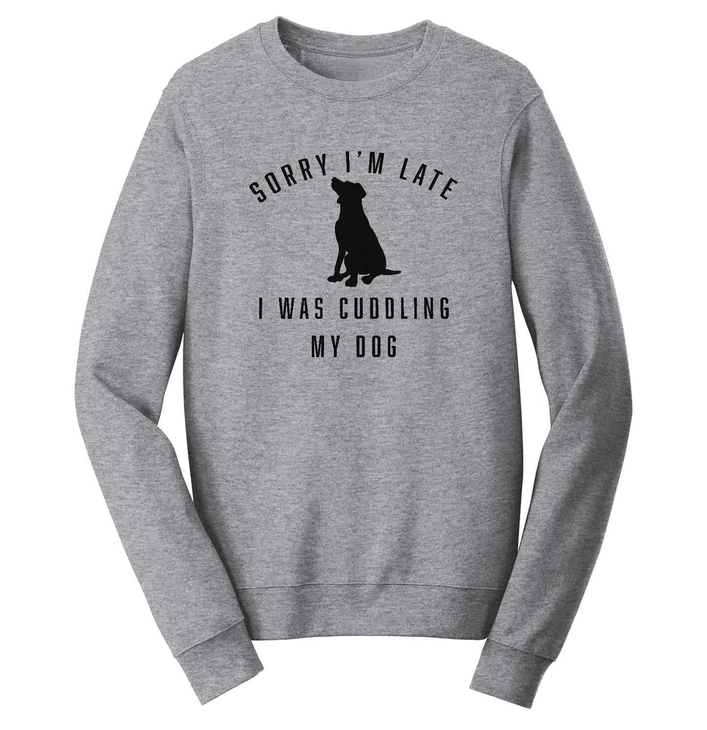 Animal Pride - Sorry I'm Late Dog Cuddling Labrador Silhouette - Adult Unisex Crewneck Sweatshirt