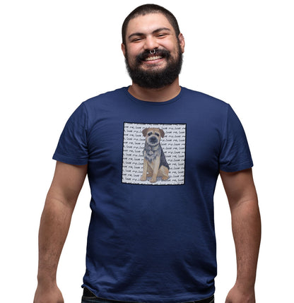 Border Terrier Love Text - Adult Unisex T-Shirt