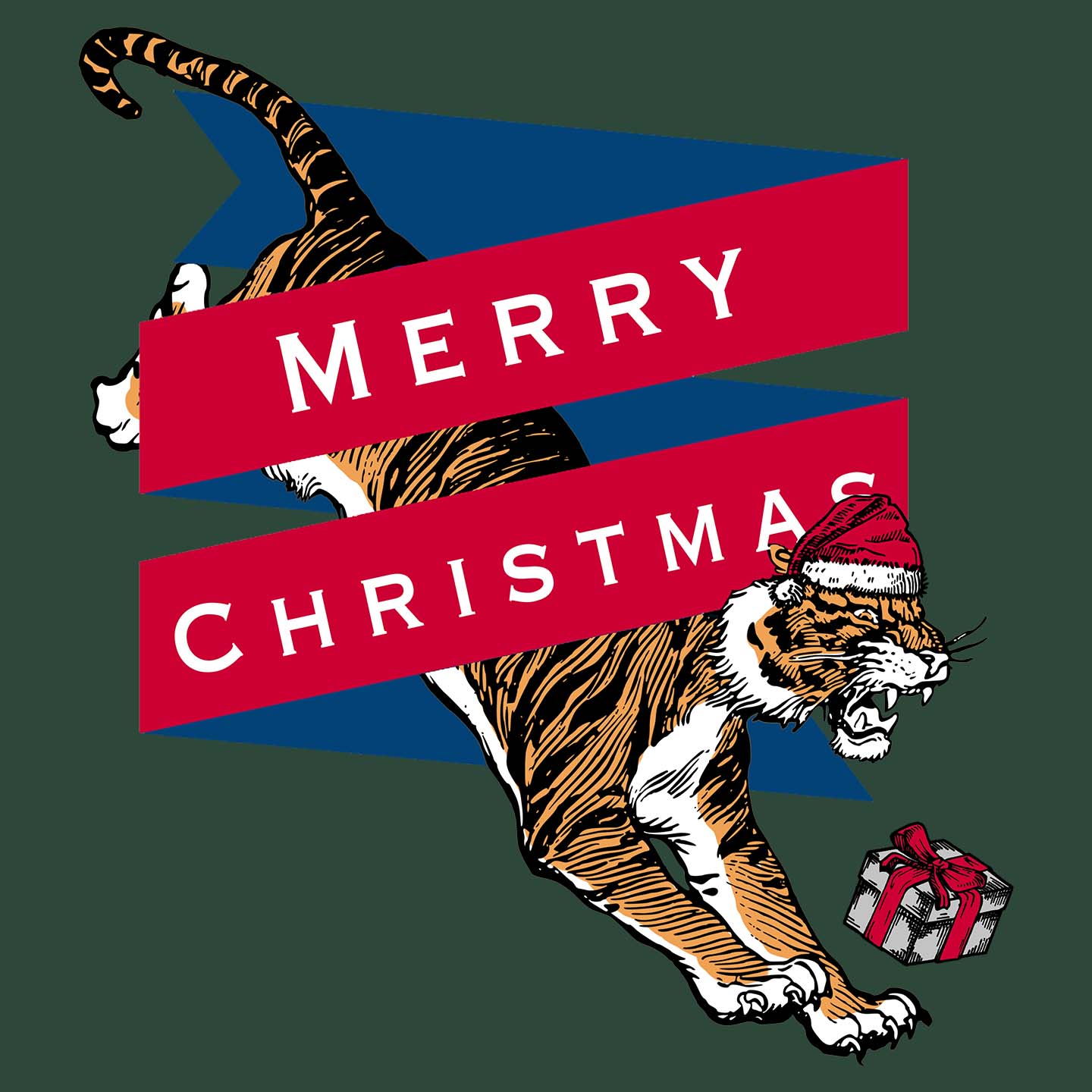 Merry Christmas Tiger - Adult Unisex T-Shirt