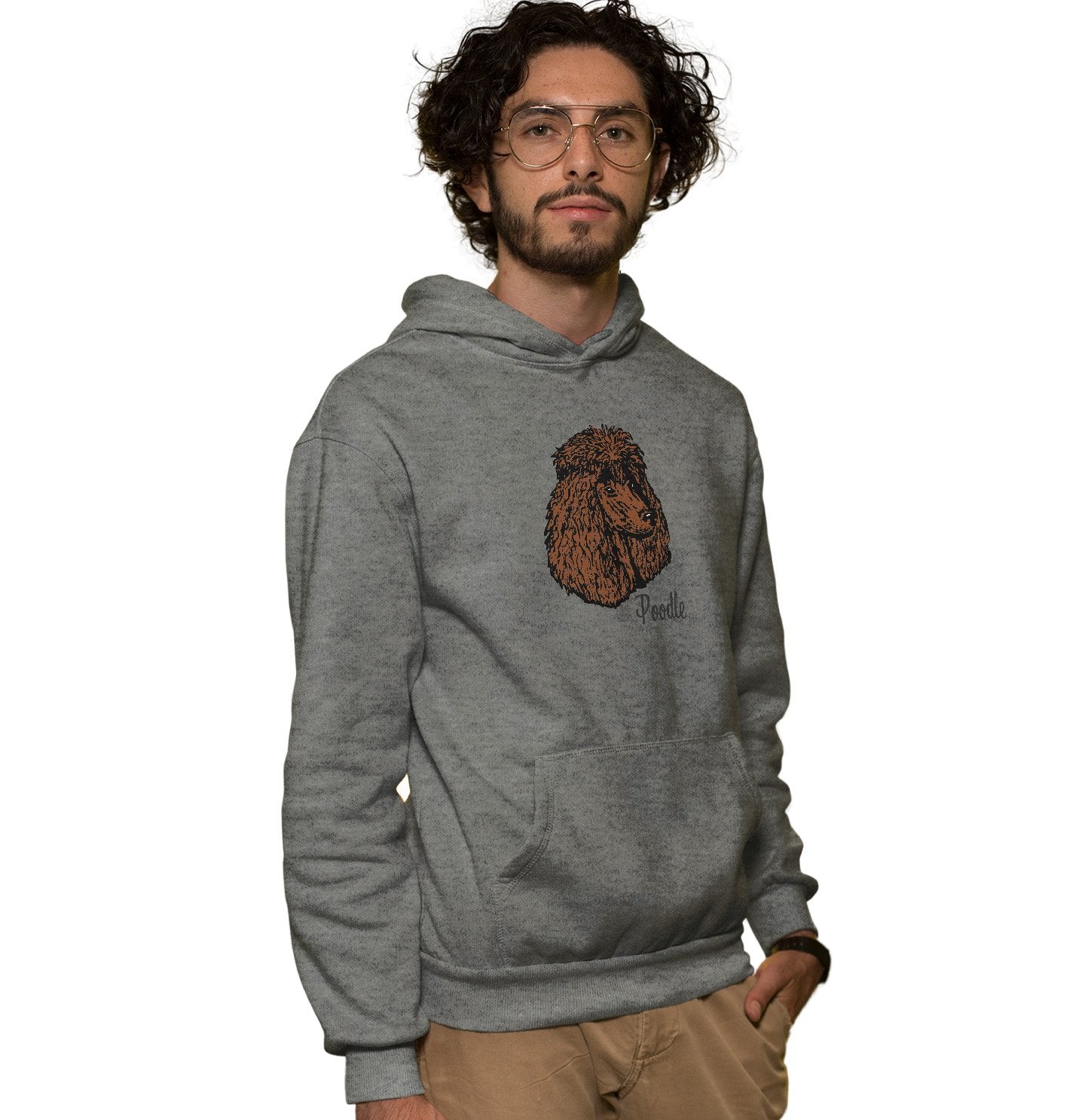 Brown Poodle Headshot - Adult Unisex Hoodie Sweatshirt