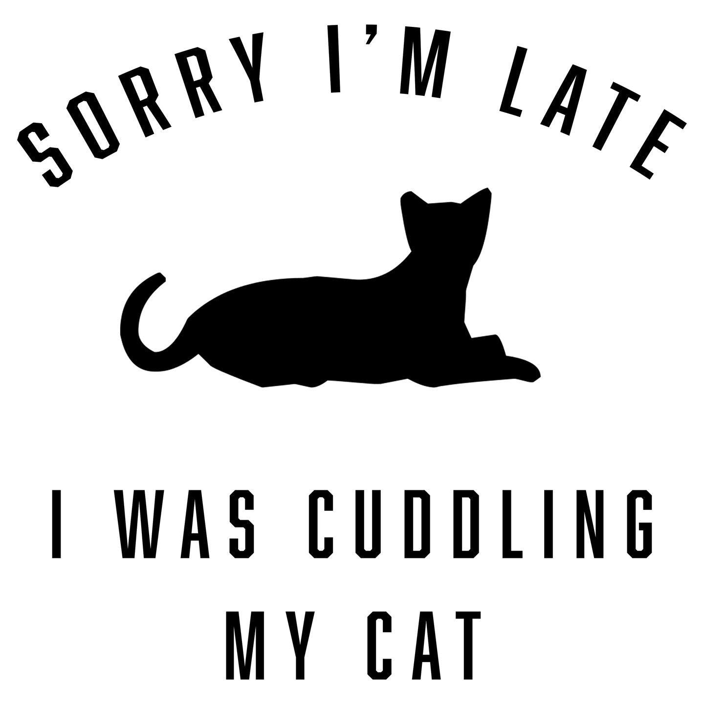 Sorry I'm Late Cat Cuddling Silhouette - Women's V-Neck T-Shirt