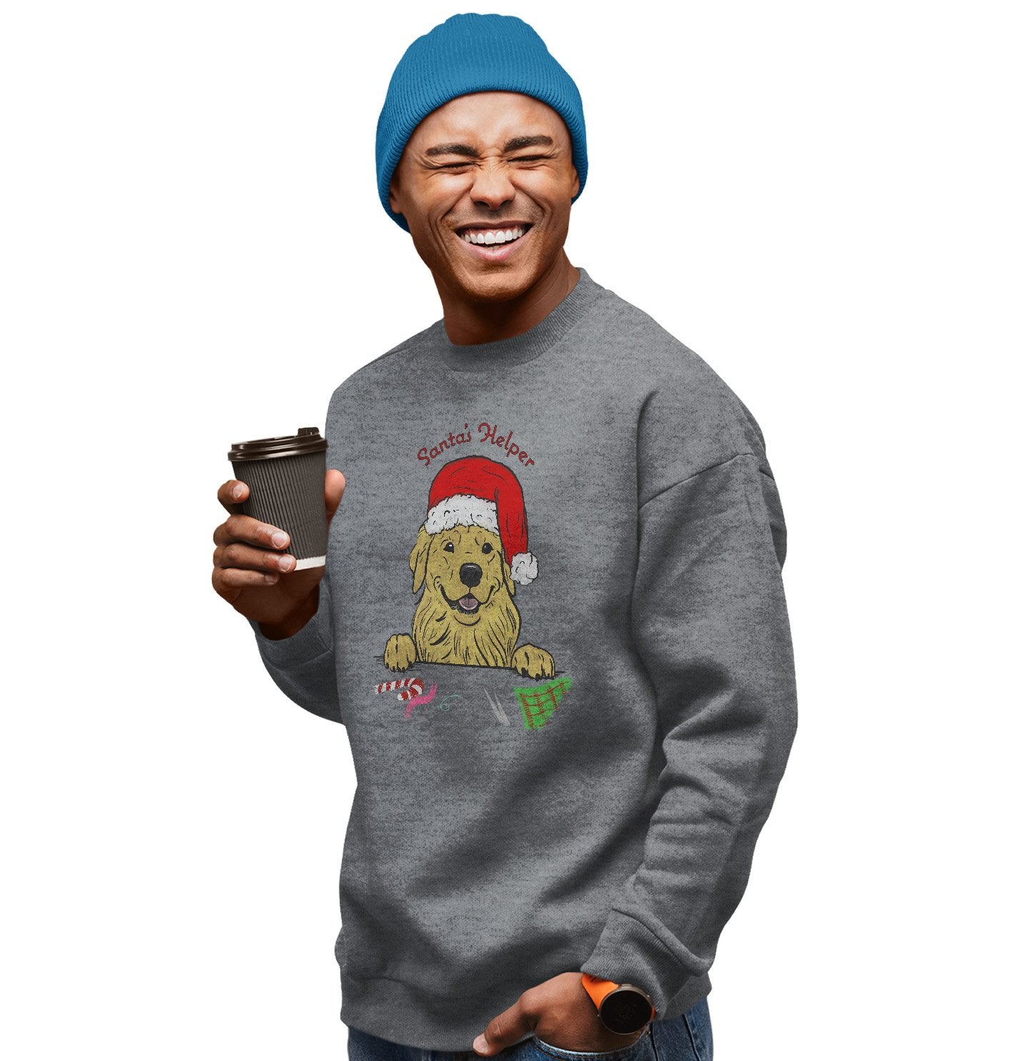 Animal Pride - Santa Helper Golden - Adult Unisex Crewneck Sweatshirt