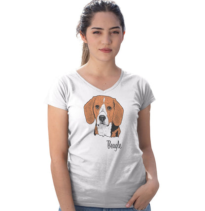 Beagle Headshot - Women's V-Neck T-Shirt