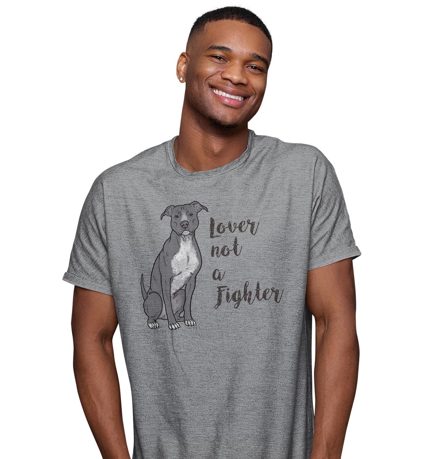 Grey Pit Bull Lover Not Fighter - Adult Unisex T-Shirt