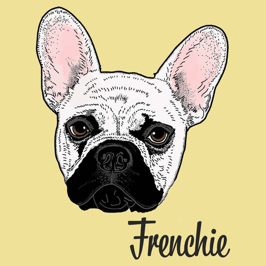 White Frenchie Headshot - Adult Unisex T-Shirt