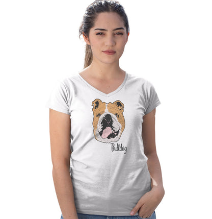 Bulldog Headshot - Women's V-Neck T-Shirt