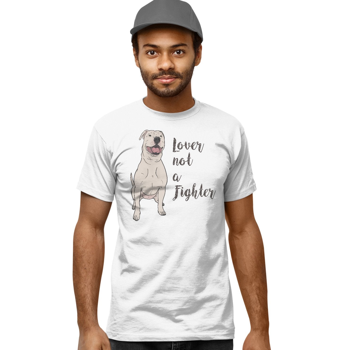 White Pit Bull Lover Not Fighter - Adult Unisex T-Shirt