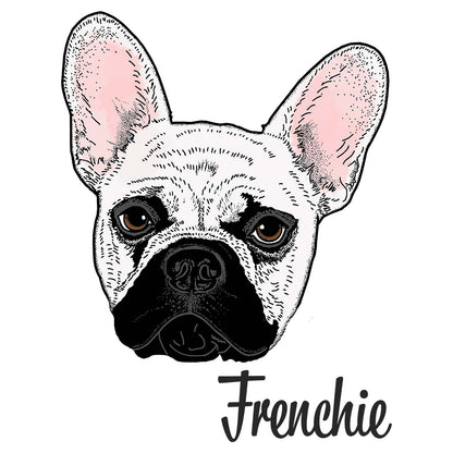 White Frenchie Headshot - Women's V-Neck Long Sleeve T-Shirt