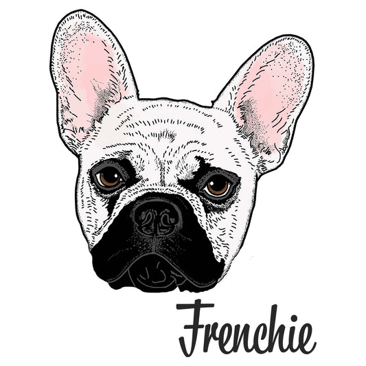 White Frenchie Headshot - Women's Fitted T-Shirt