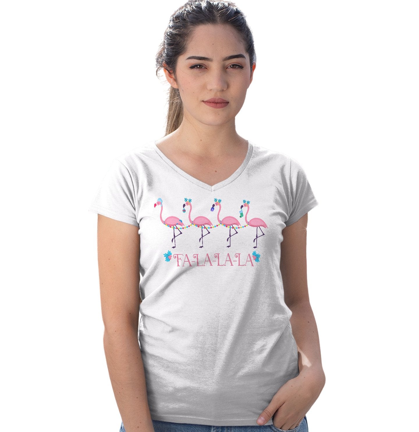 Animal Pride - Falalamingos - Women's V-Neck T-Shirt