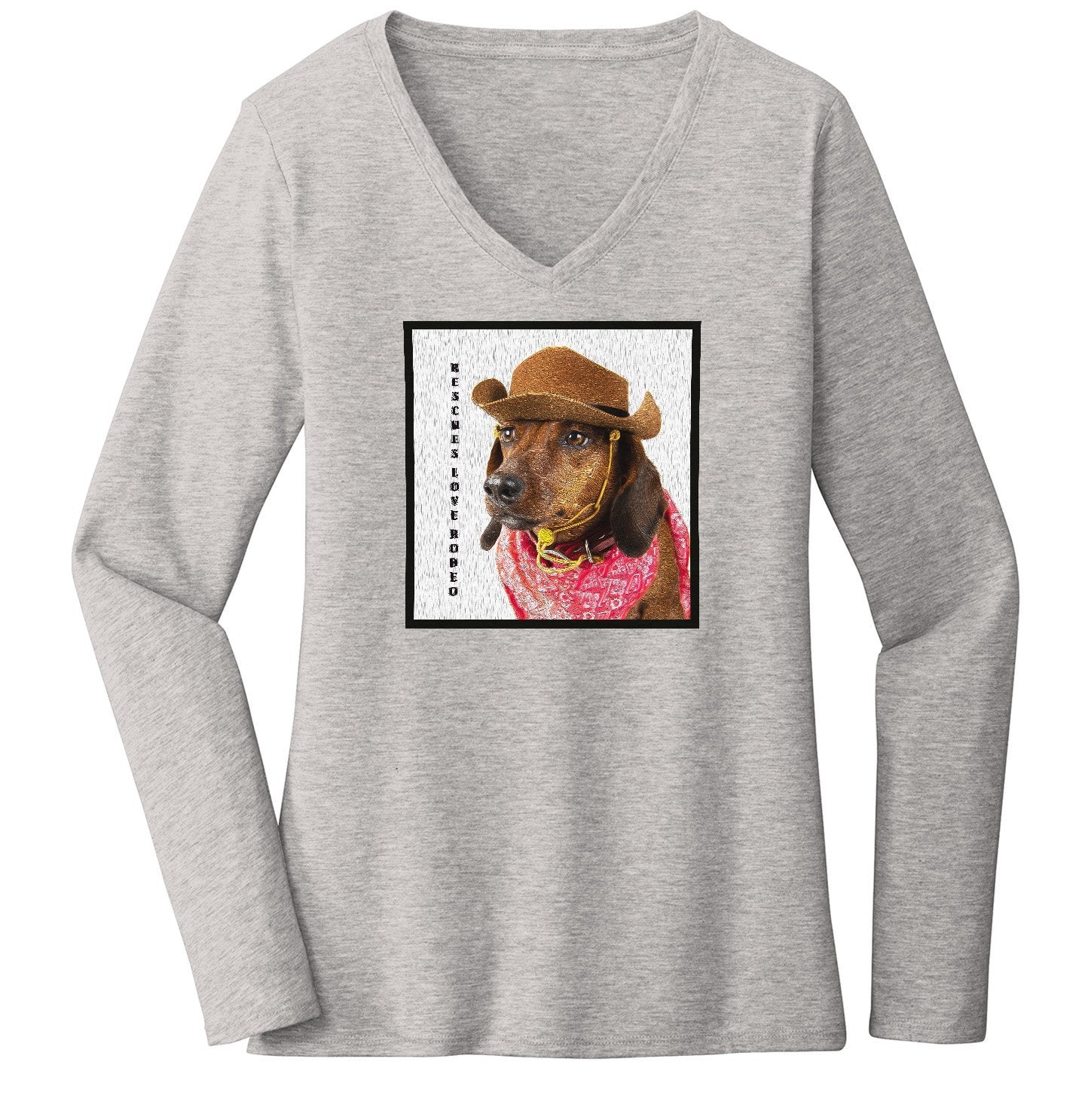 Rodeo Dachshund - Women's V-Neck Long Sleeve T-Shirt