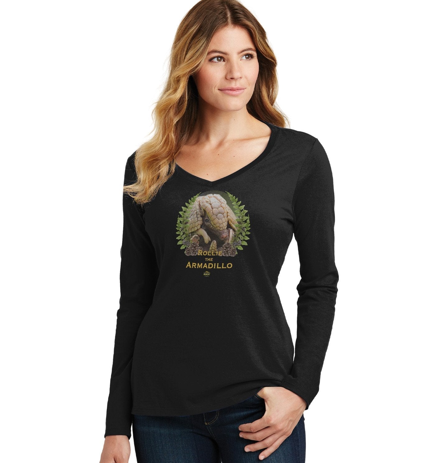 Rollie the Armadillo - Women's V-Neck Long Sleeve T-Shirt