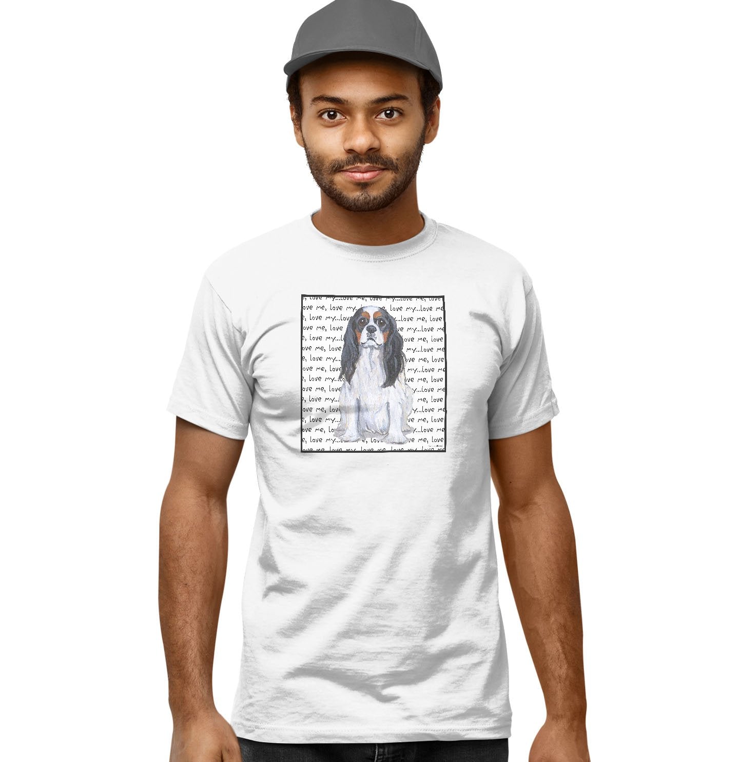 Animal Pride - Tri-Color Cavalier Love Text - Adult Unisex T-Shirt