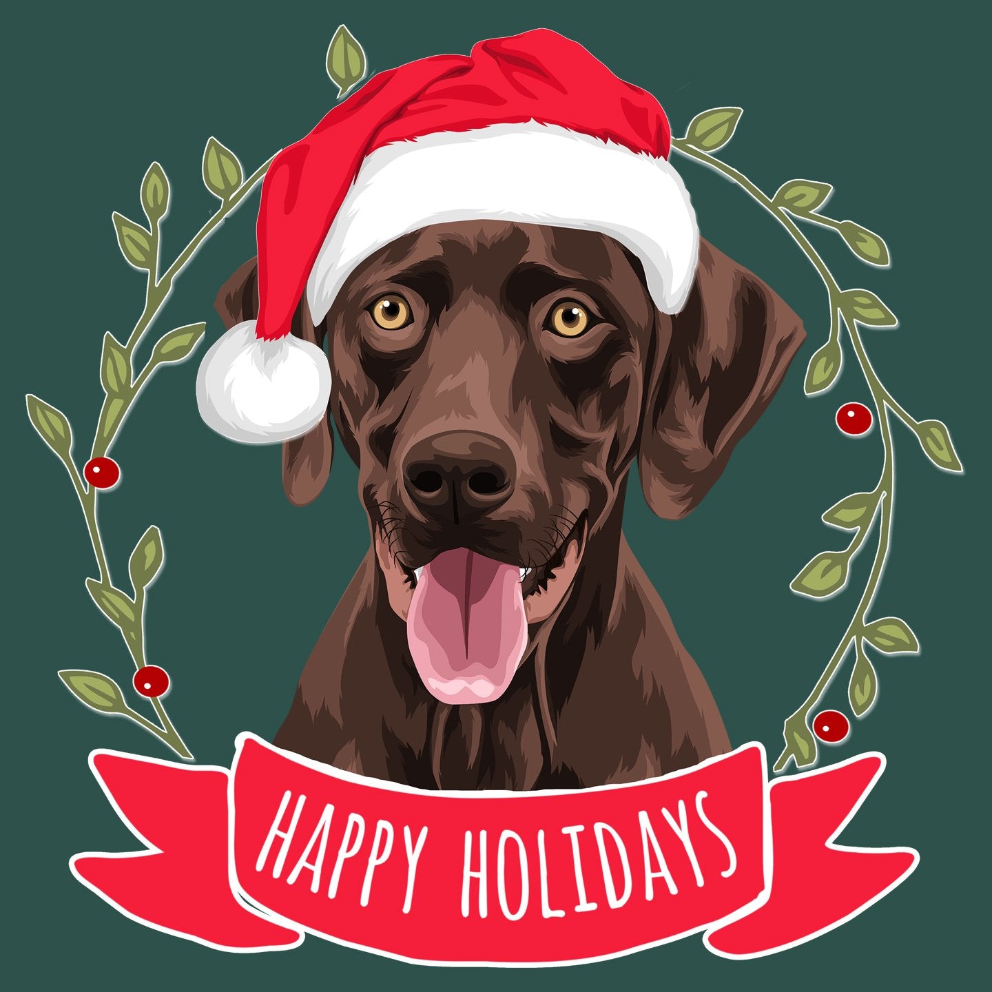 Happy Holidays Chocolate Lab - Women's Fitted T-Shirt