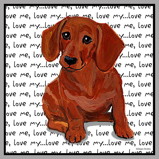 Red Dachshund Love Text - Women's Fitted T-Shirt