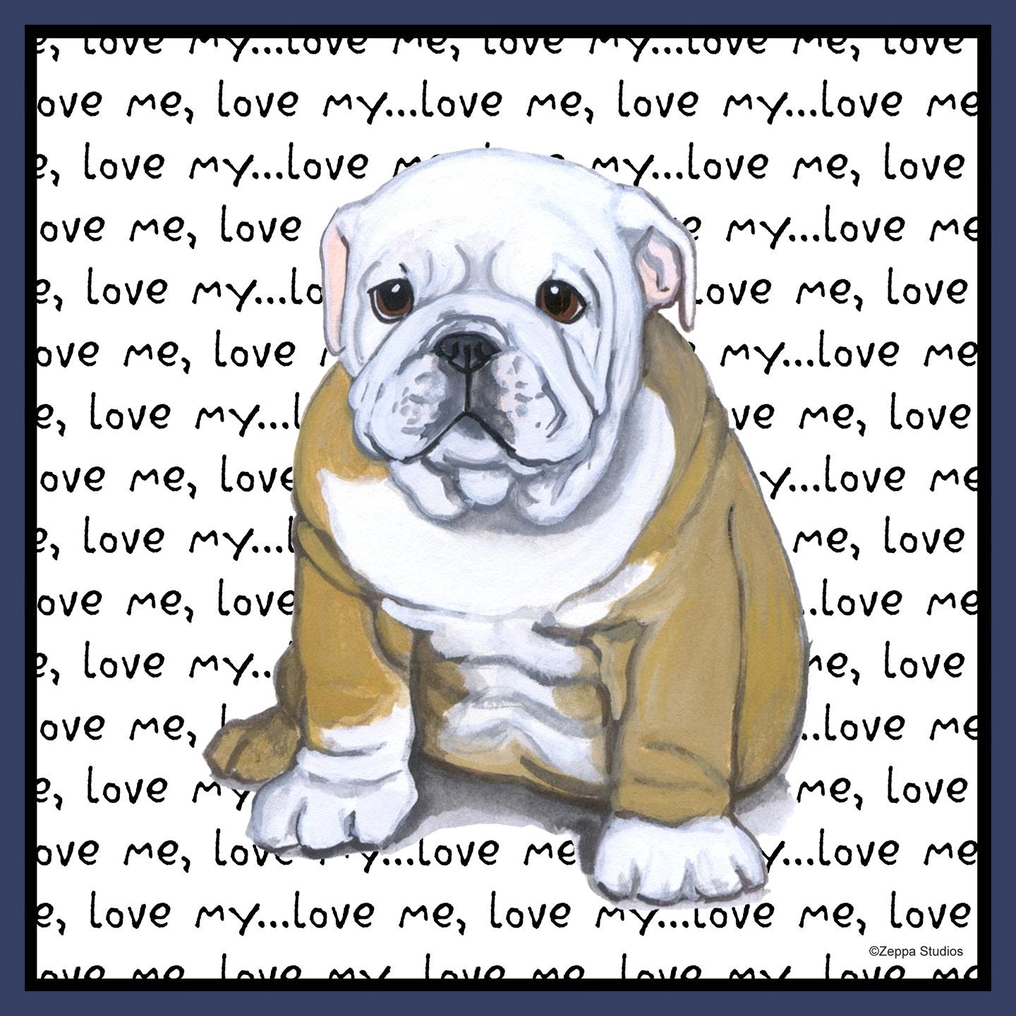 Bulldog Puppy Love Text - Adult Unisex Hoodie Sweatshirt
