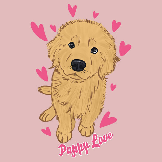 Golden Retriever Puppy Love - Women's Fitted T-Shirt