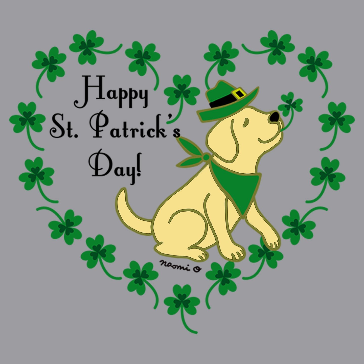 St. Patrick's Day Clover Heart Yellow Lab - Women's Fitted T-Shirt