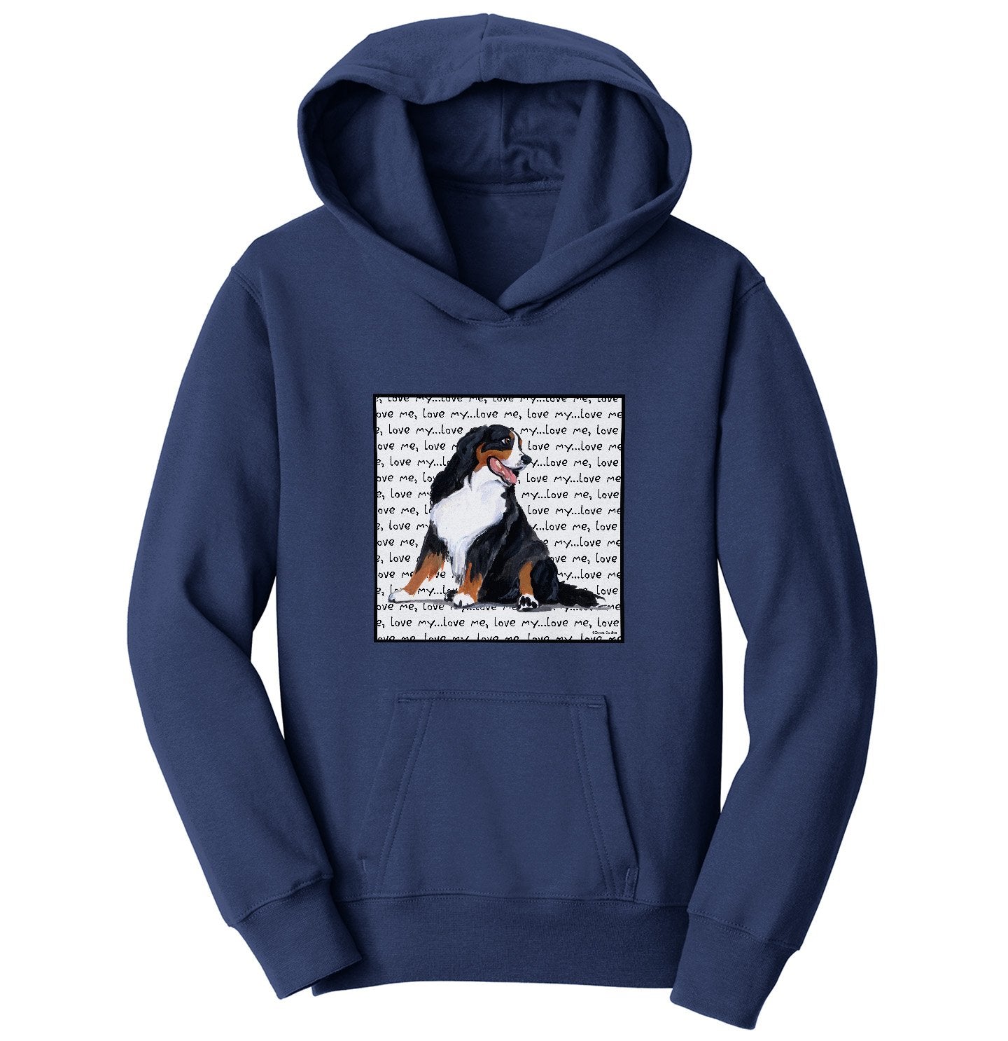 Bernese Mountain Dog Love Text - Kids' Unisex Hoodie Sweatshirt | Zeppa Studios