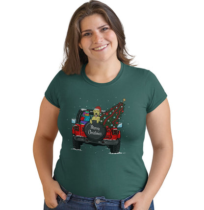 Christmas Jeep Yellow Lab - Women's Fitted T-Shirt