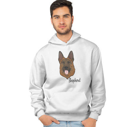 Animal Pride - Tan & Red German Shepherd Headshot - Adult Unisex Hoodie Sweatshirt