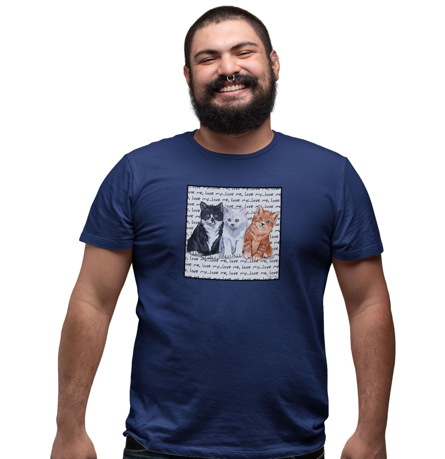 Three Kittens Love Text - Adult Unisex T-Shirt