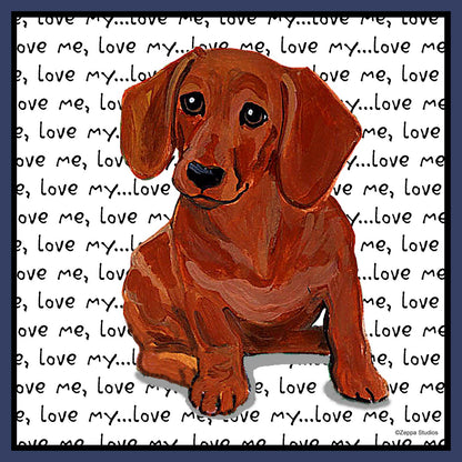 Red Dachshund Love Text - Adult Unisex T-Shirt