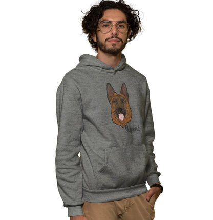 Tan & Red German Shepherd Headshot - Adult Unisex Hoodie Sweatshirt