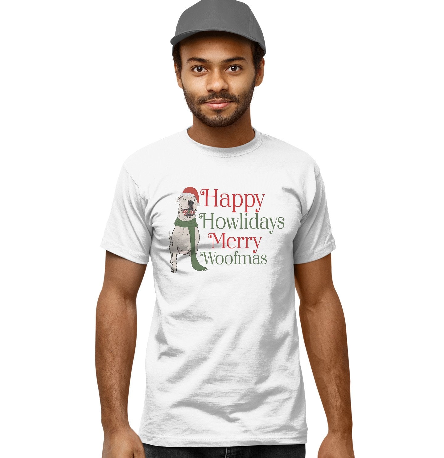 Merry Woofmas Pit Bull - Adult Unisex T-Shirt