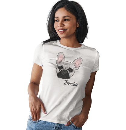 Animal Pride - White Frenchie Headshot - Women's Fitted T-Shirt