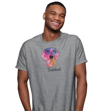 Colorful Dachshund Headshot - Adult Unisex T-Shirt