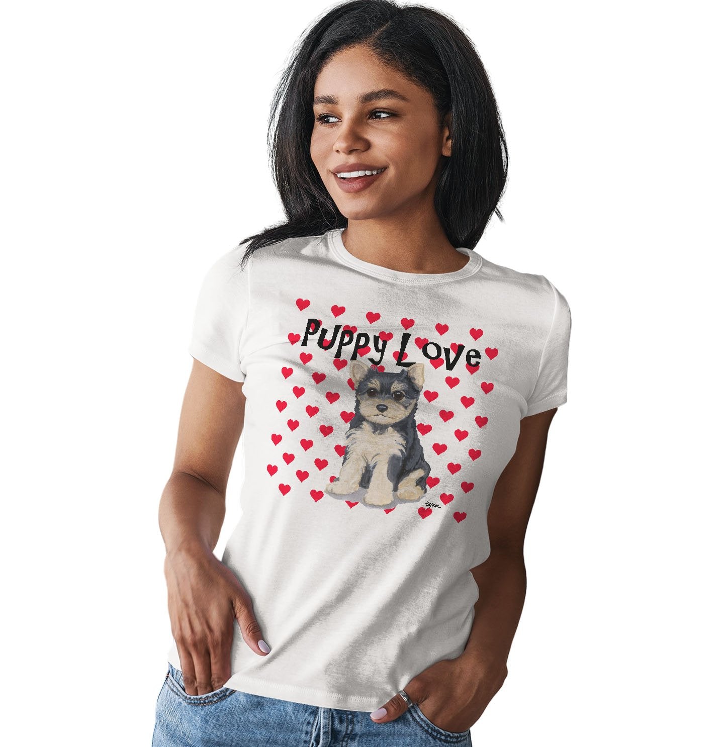 Yorkie Puppy Love - Women's Fitted T-Shirt