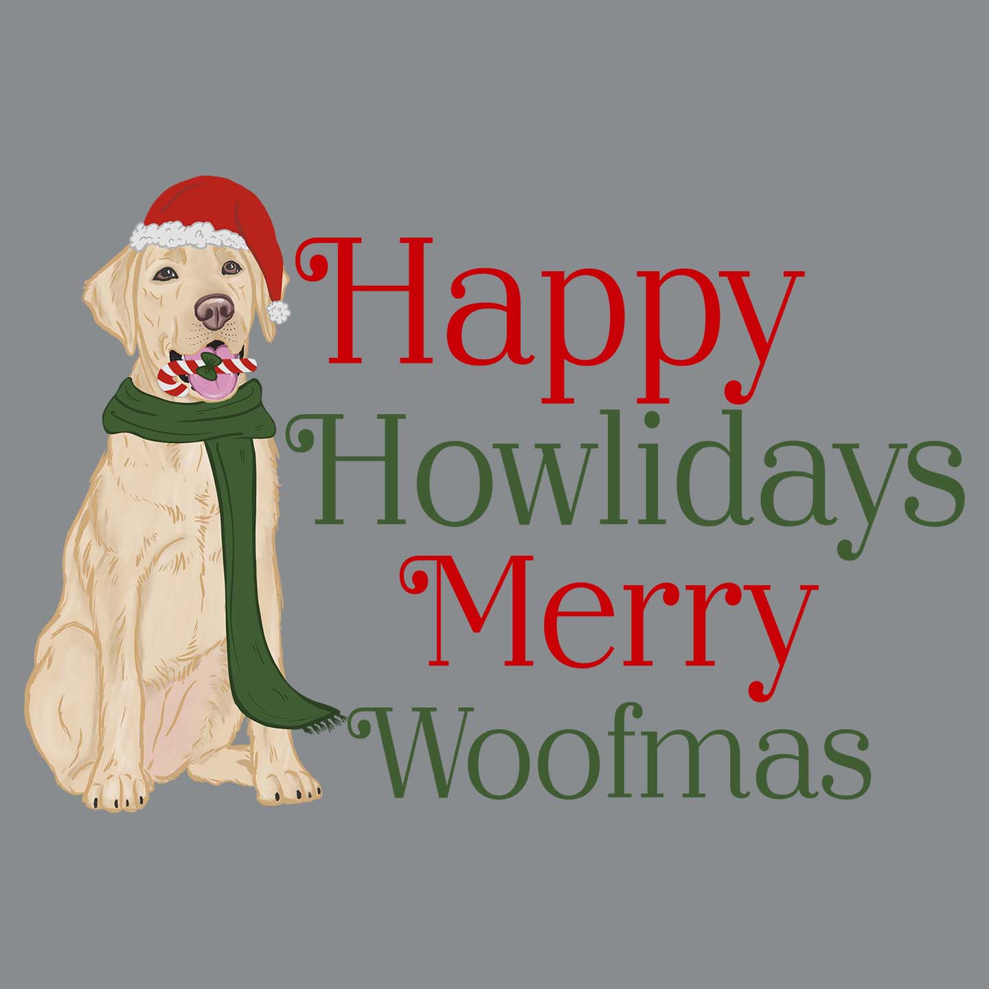 Merry Woofmas Yellow Lab - Adult Unisex Crewneck Sweatshirt