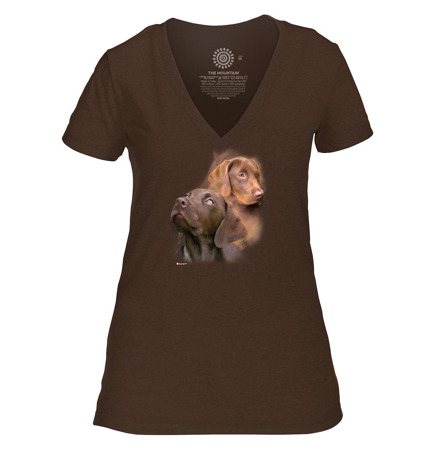 The Mountain - Chocolate Labs - Women's Tri-Blend V-Neck T-Shirt