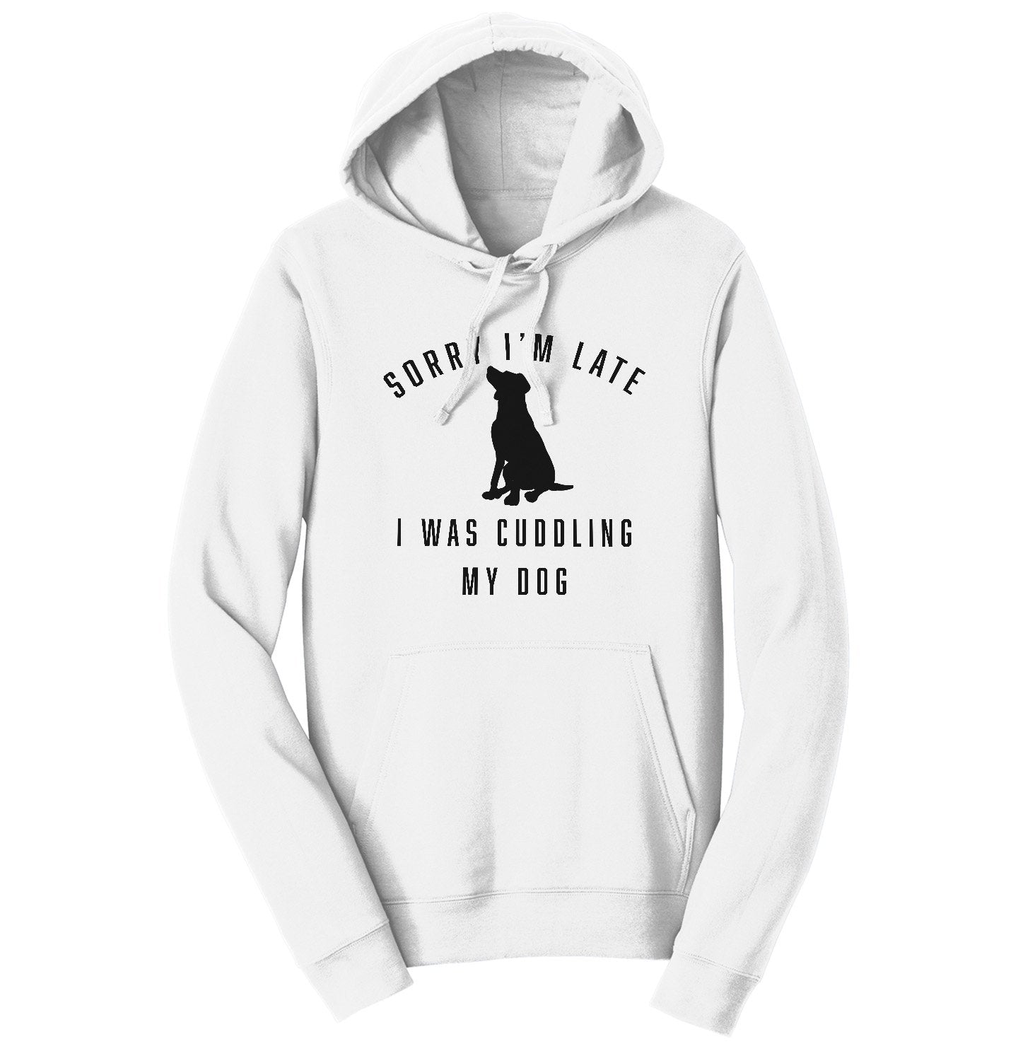 Sorry I'm Late Dog Cuddling Labrador Silhouette - Adult Unisex Hoodie Sweatshirt