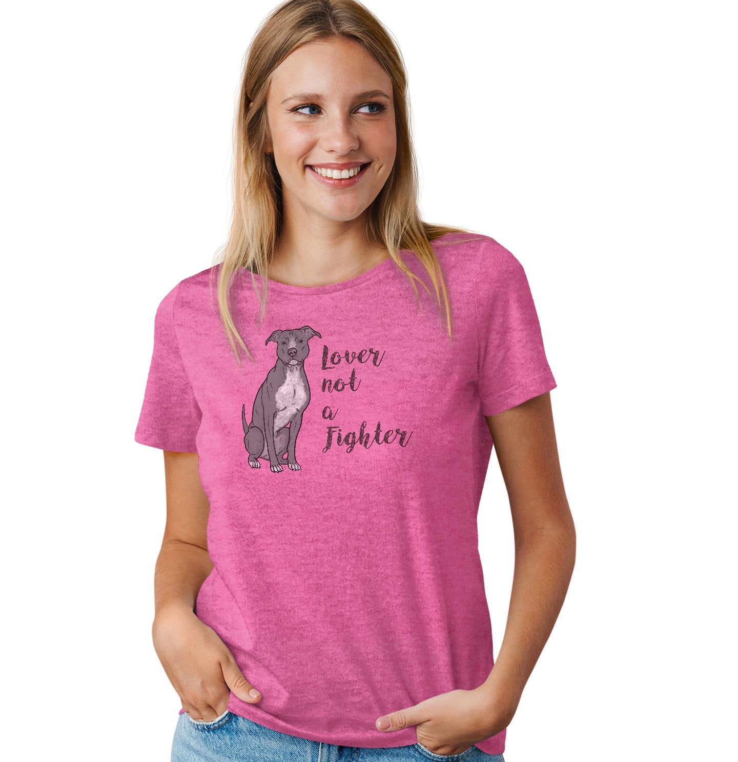 Grey Pit Bull Lover Not Fighter - Women's Tri-Blend T-Shirt