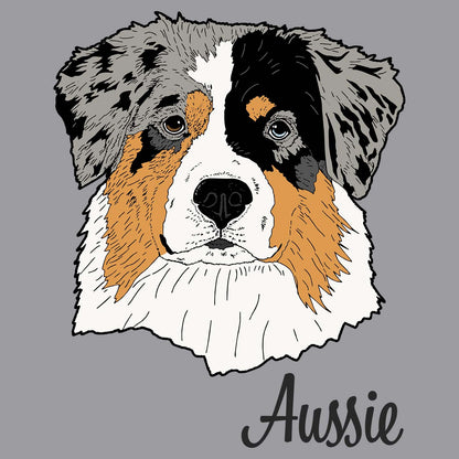 Blue Merle Aussie Headshot - Adult Unisex Long Sleeve T-Shirt