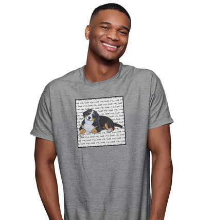 Bernese Mountain Dog Puppy Love Text - Adult Unisex T-Shirt