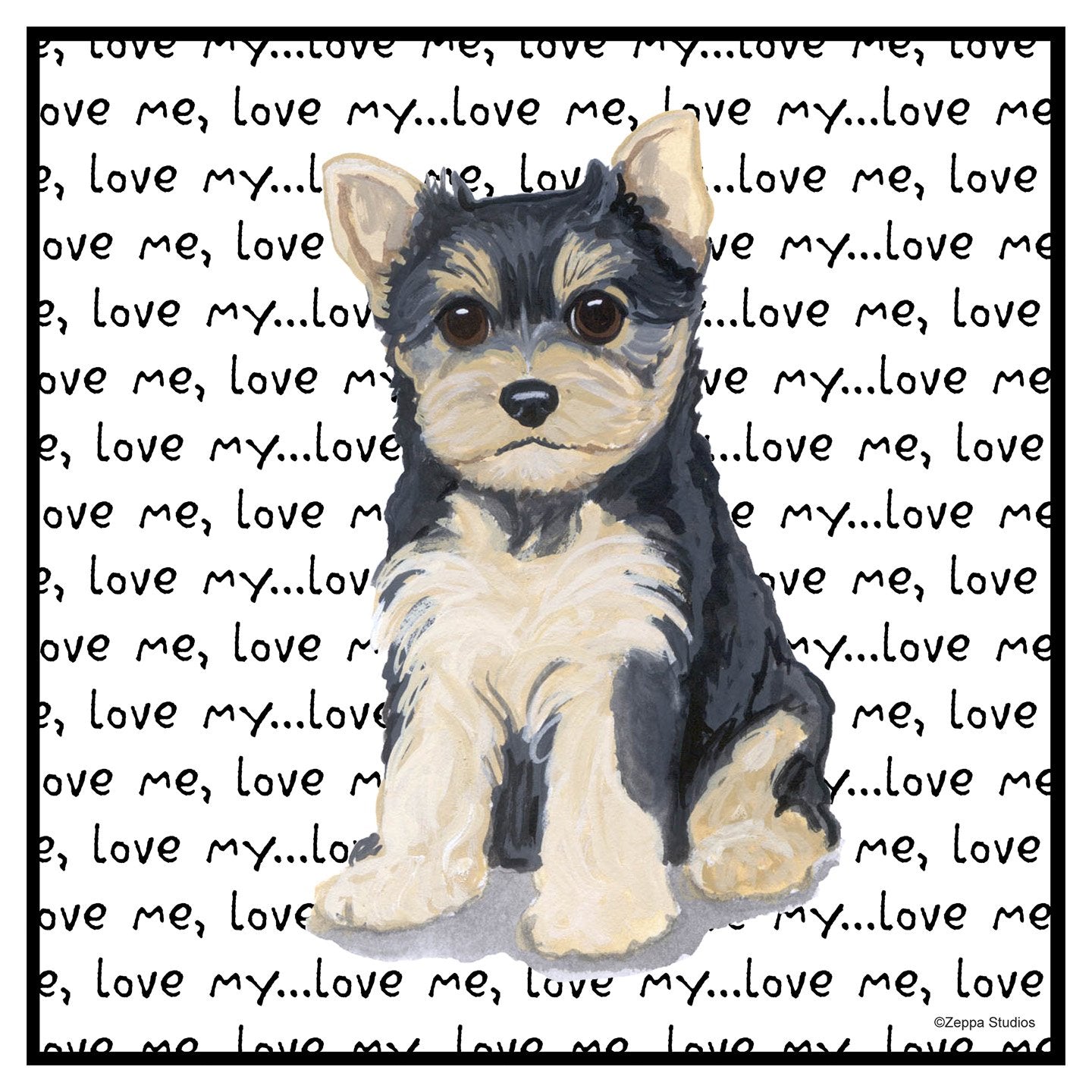 Yorkie Puppy Love Text - Adult Unisex Hoodie Sweatshirt