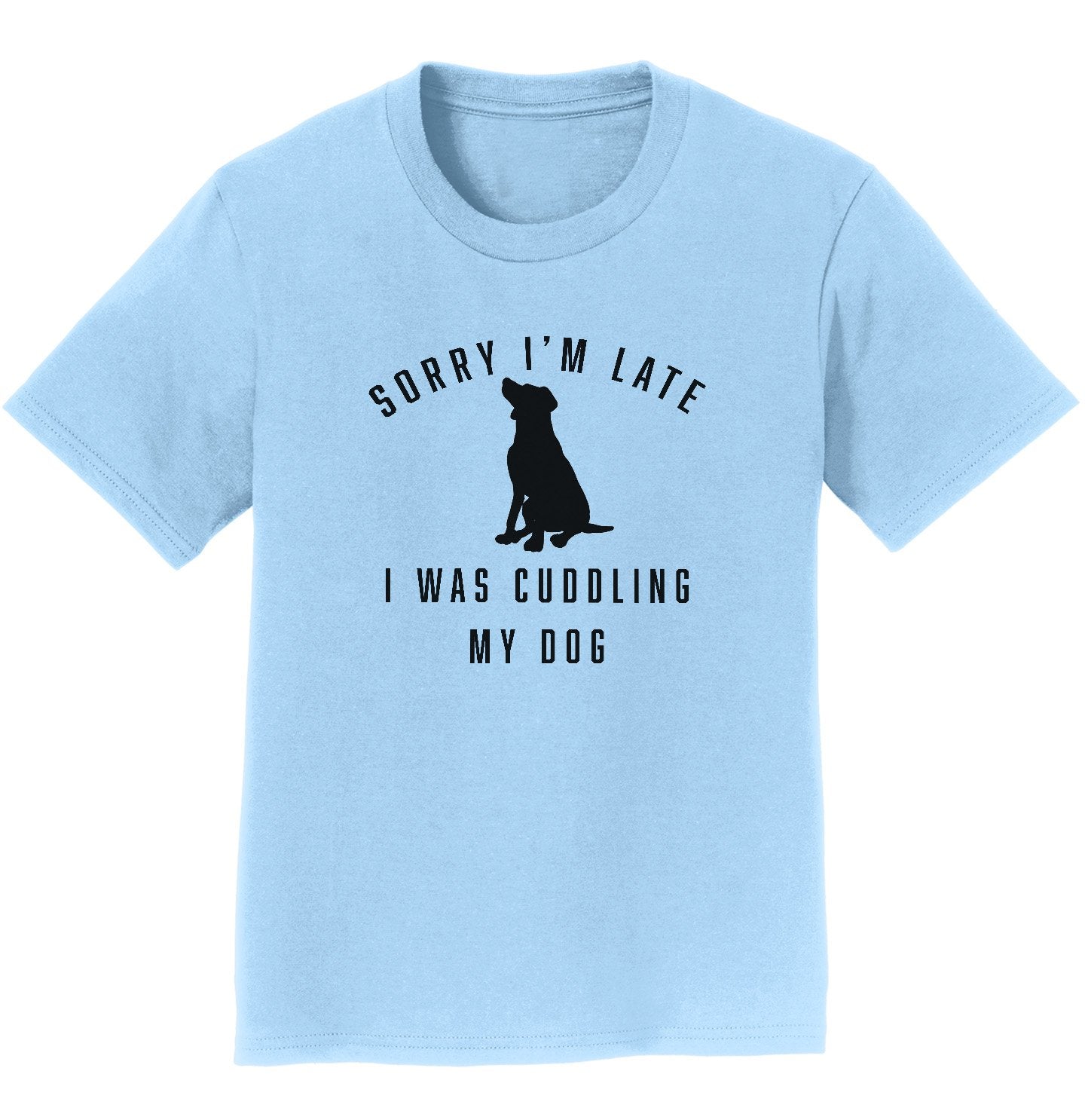 Animal Pride - Sorry I'm Late Dog Cuddling Labrador Silhouette - Kids' Unisex T-Shirt